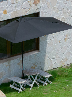 网红咖啡厅黑色半边遮阳伞靠墙半边伞单边长方形小院伞加大可升降