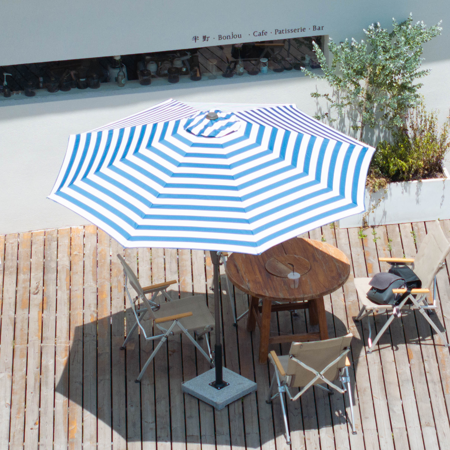 中柱条纹伞海军蓝白条户外伞