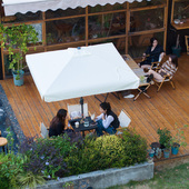 网红咖啡店遮阳伞 2X2正方形锤边中柱伞 奶茶店室外摆摊遮阳伞