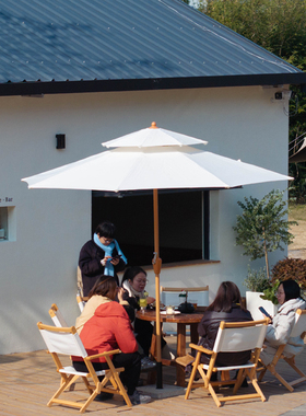 咖啡店白色中柱伞商业店铺户外休闲太阳伞咖啡厅民宿商用装饰大伞