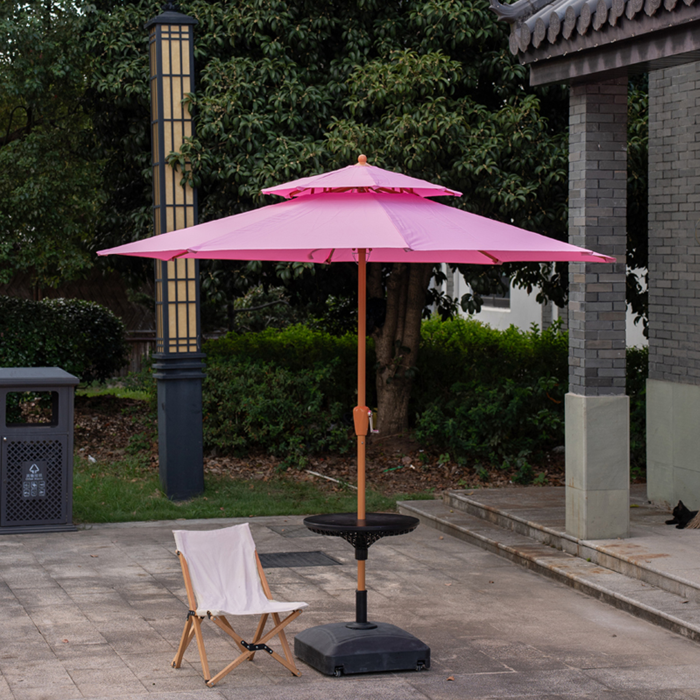 粉色太阳伞咖啡厅民宿户外遮阳伞