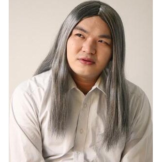 舞台演出发套 中分长直发男女花白假发万圣节cos假发搞笑舞台演出