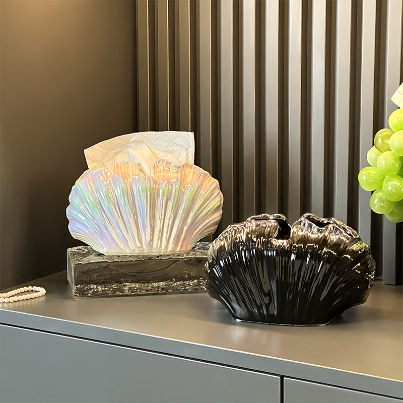 高级感贝壳纸巾盒陶瓷高档轻奢客厅创意茶几收纳抽纸盒餐巾盒家用,家居饰品,装饰纸巾盒,淘宝优惠券,粉丝福利购,淘宝优惠卷