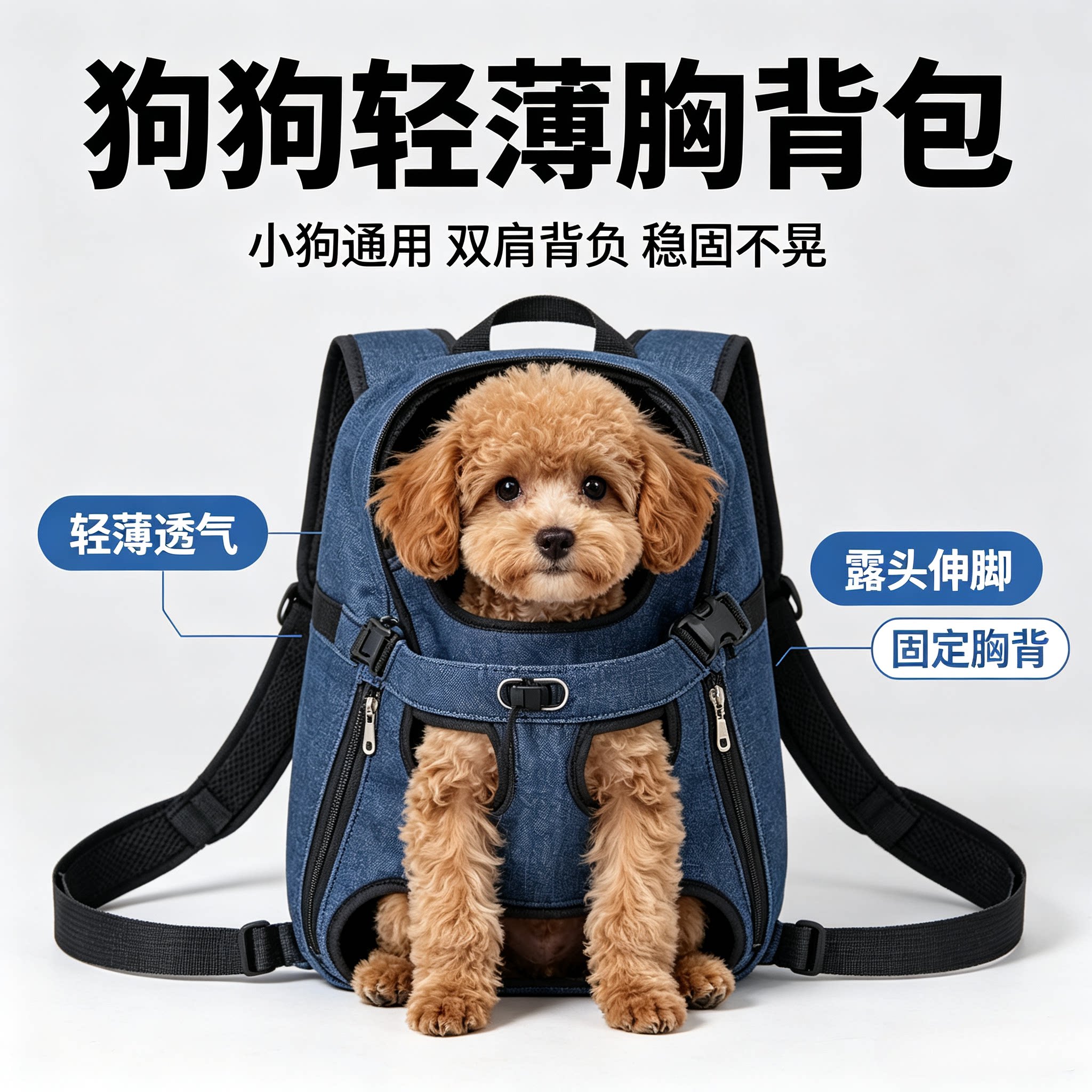 狗狗背包轻薄小狗包神器训练双肩背包包带通用宠物包两只固定小体