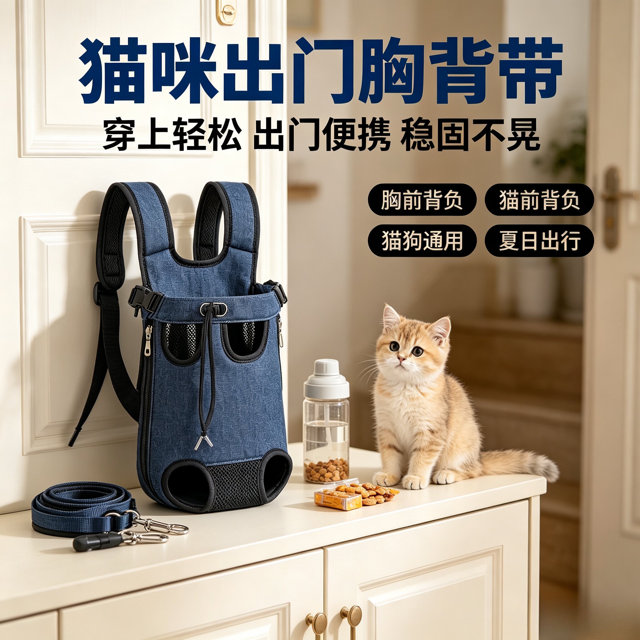 猫猫背包外出便携猫咪包出行包出门胸背带帆布小猫咪携带夏天狗狗