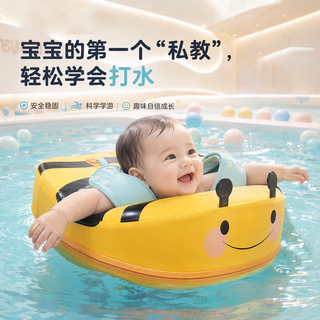 婴幼儿免充气防侧翻可调游泳圈