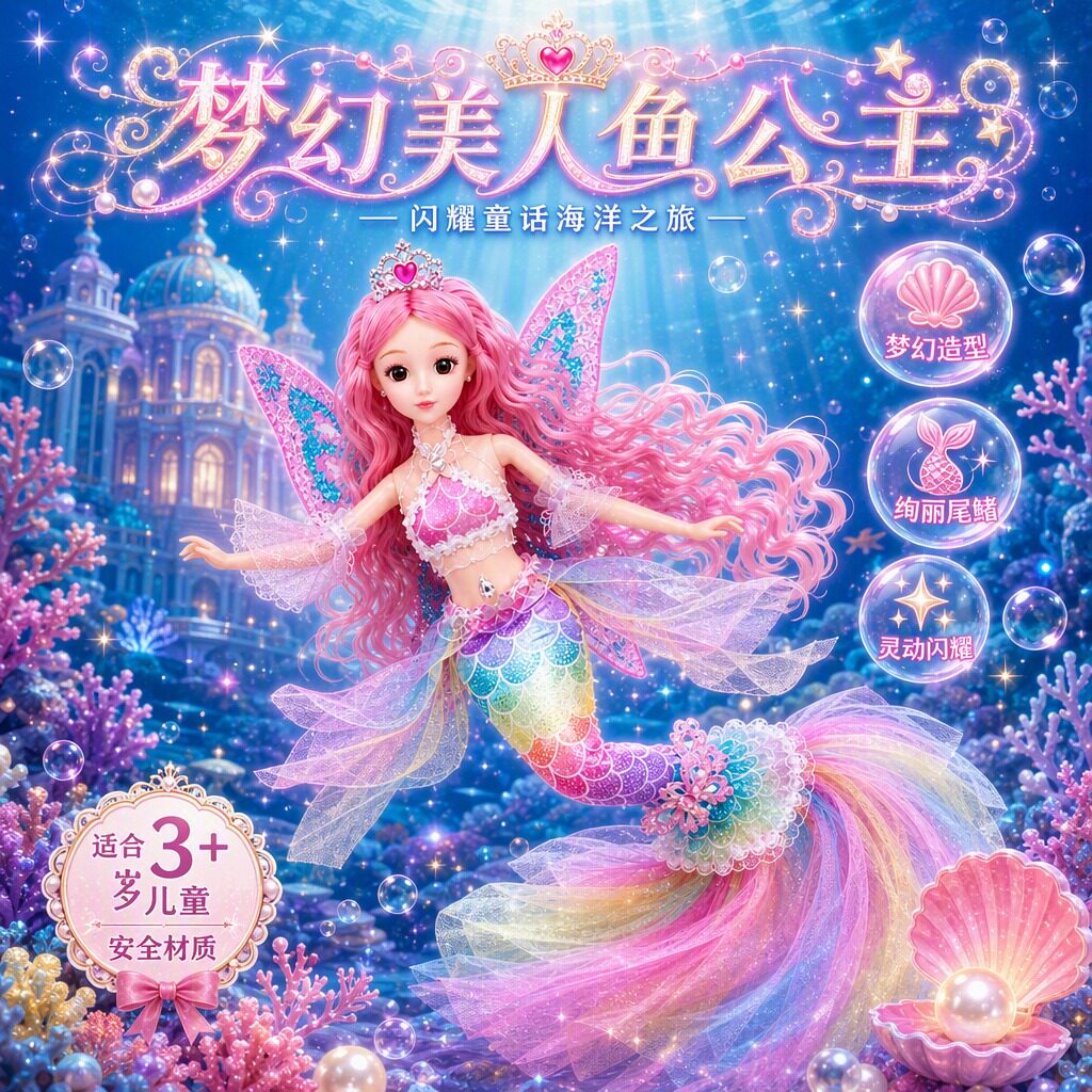 美人鱼公主带灯光音乐赠戏水礼包
