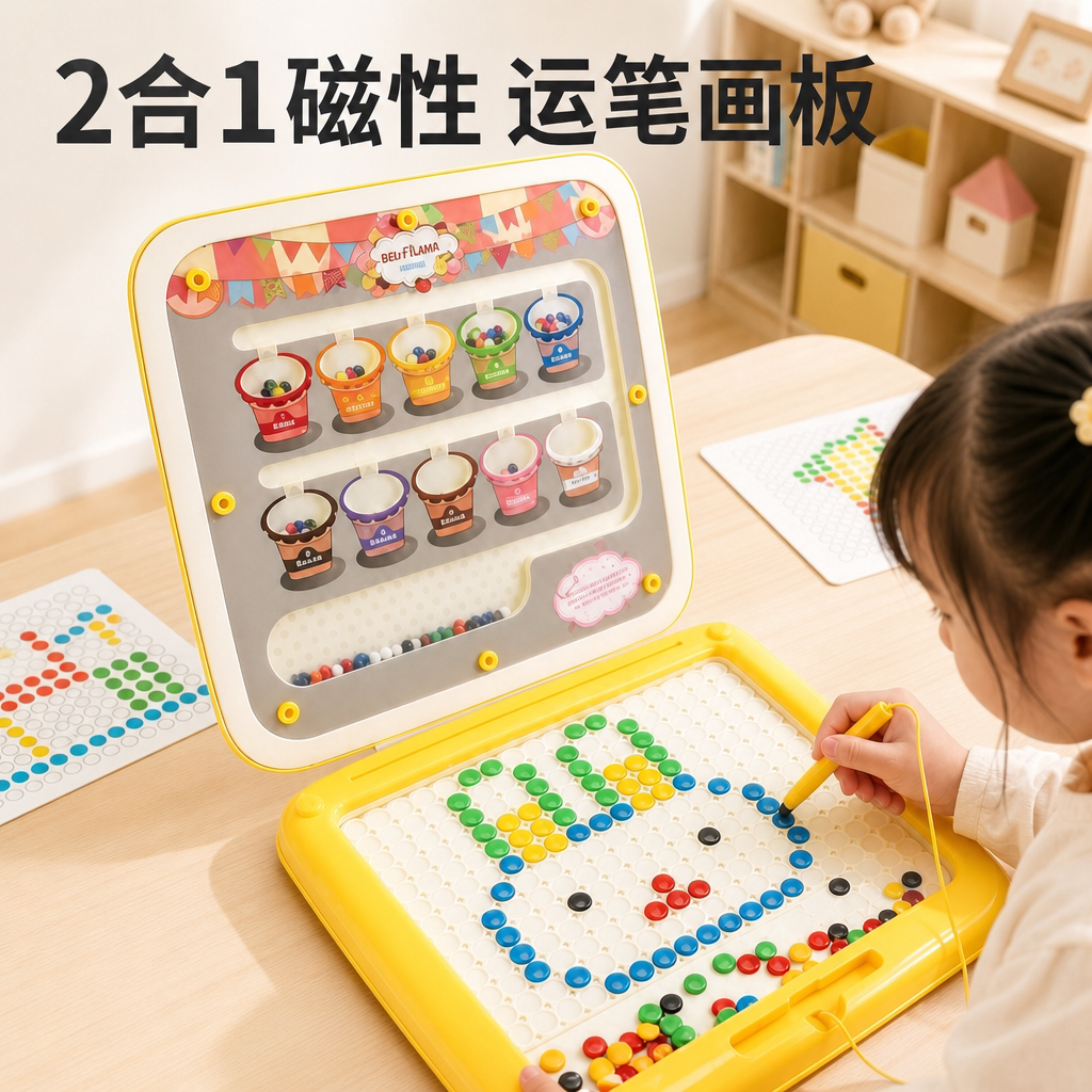 儿童2合1磁性运笔画板双面可玩图片