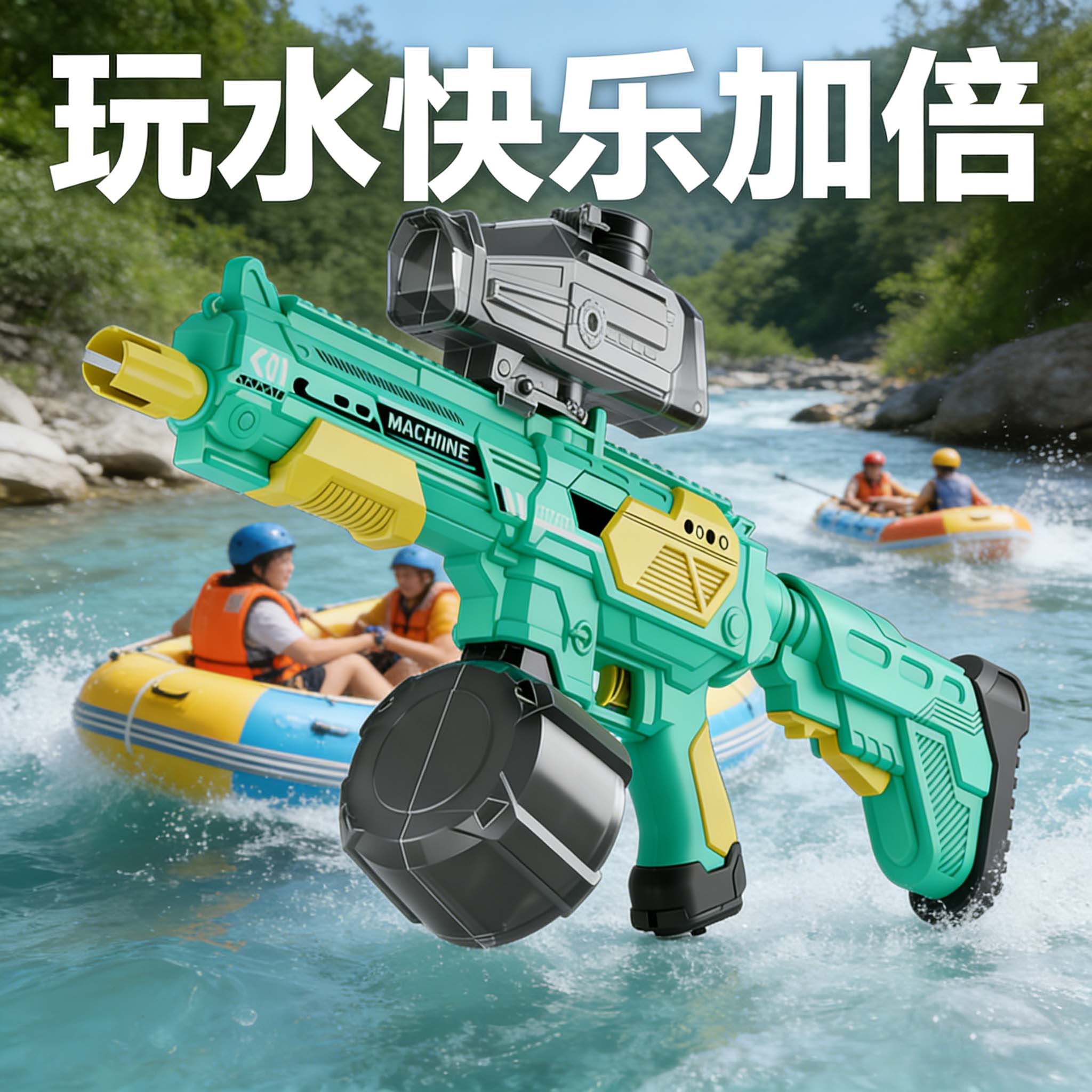 m416电动连发水枪大容量儿童玩具