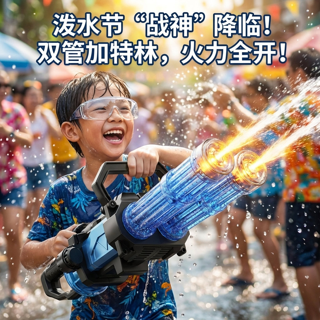 儿童火光双管加特林电动水枪