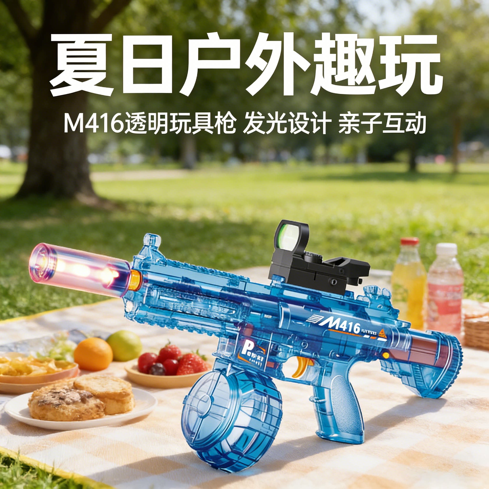 电动连发水枪玩具儿童喷水枪m416黑科技自动吸水2026新款漂流装备
