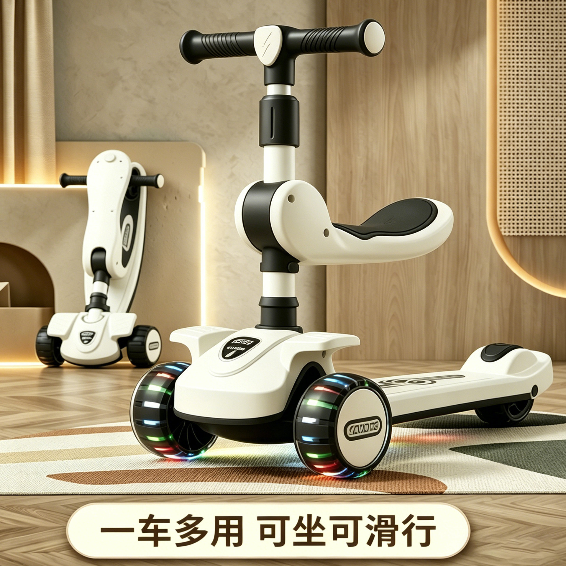 滑板车3到6岁儿童高级二合一可折叠万向轮多功能2026新款三轮专用