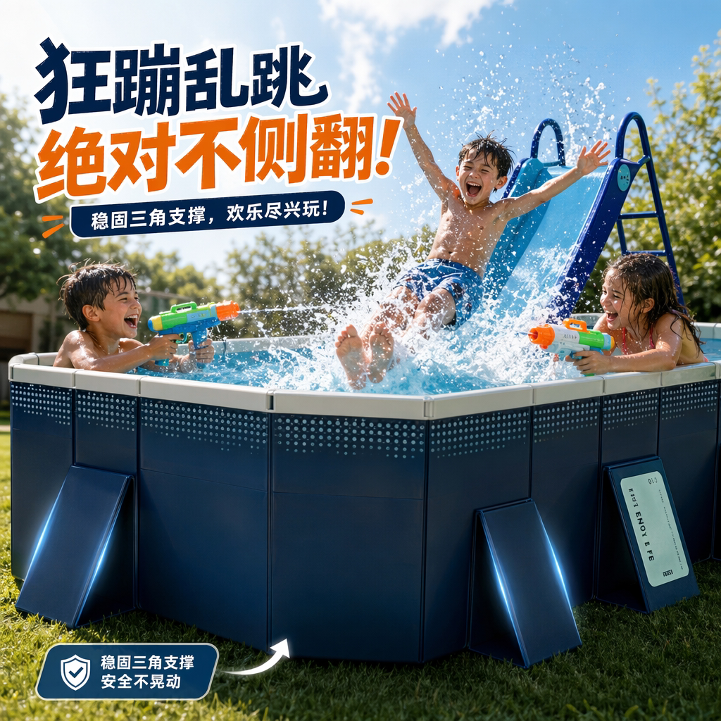 家用儿童免充气加厚支架游泳池