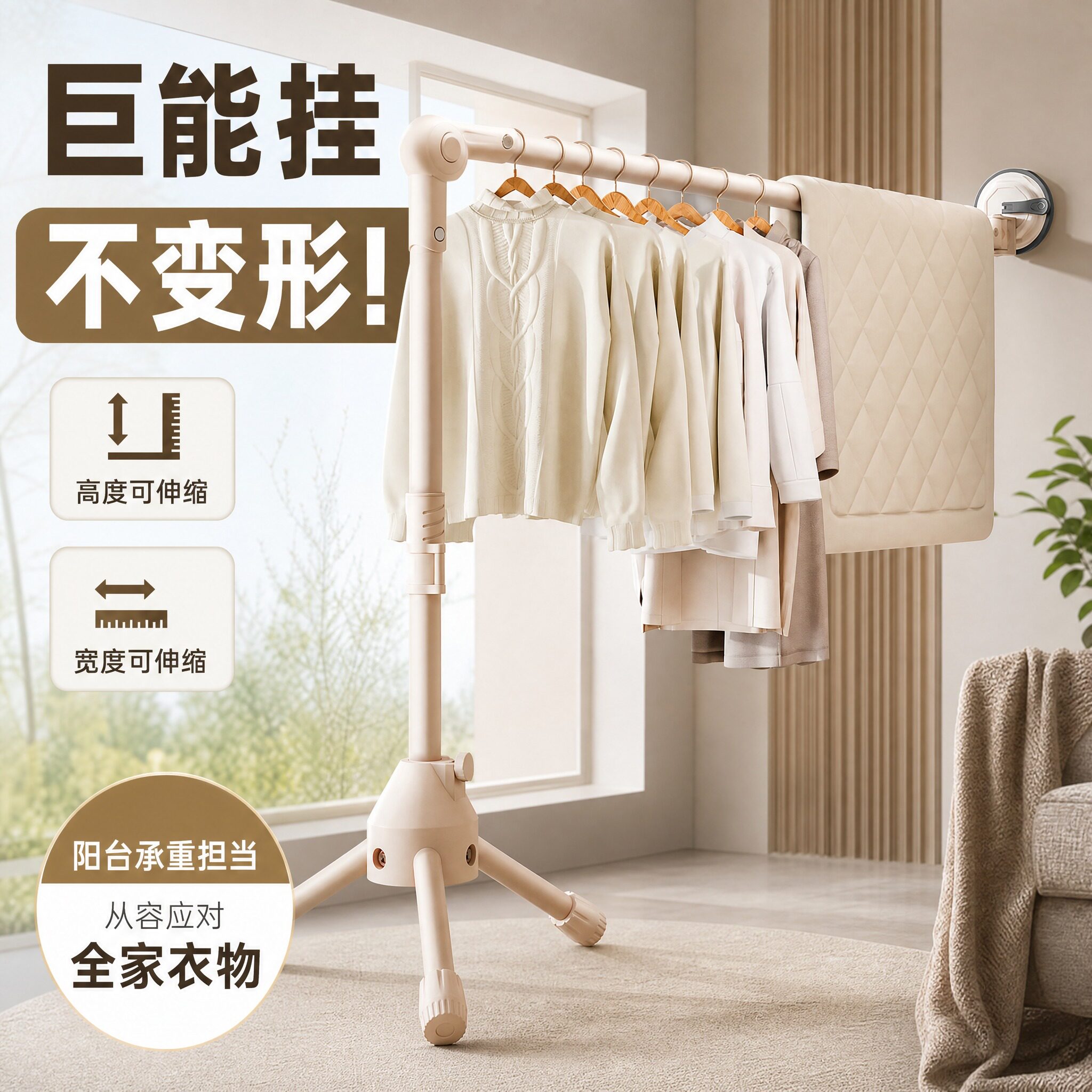 新款可折叠挂衣架晒被子衣服专用图片