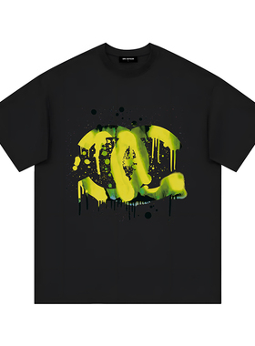 2026SS美式复古宽松手绘涂鸦泼墨设计艺术家系列短袖T恤重磅纯棉