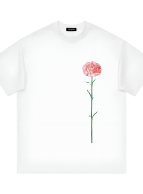 2026SS美式复古宽松牡丹花艺术家系列印花设计oversize短袖t恤