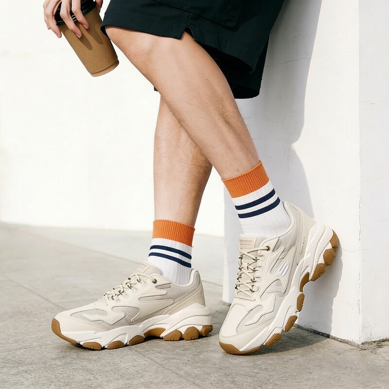 Skechers斯凯奇男鞋2026新款户外复古厚底老爹鞋运动经典熊猫鞋