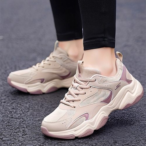 斯凯奇2025春季新品女子复古老爹鞋透气舒适拼色设计弹材质户外鞋