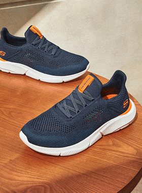 Skechers斯凯奇春季男鞋舒适一脚蹬男子轻便透气休闲运动鞋210281