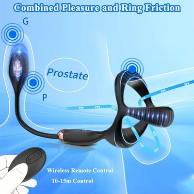 Remote Control Penis Ring Anal Plug Vibrators For Men Cock R