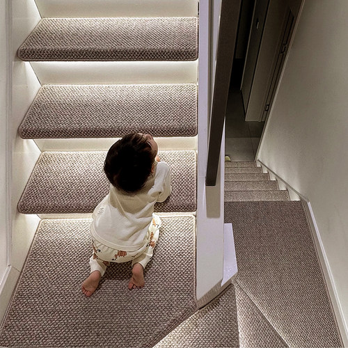 羊毛实木楼梯踏步垫自粘台阶楼梯地毯别墅室内防滑静音地垫定制