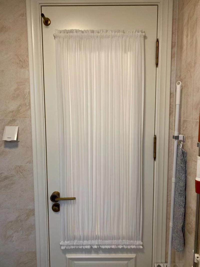 绷纱纱帘飘窗免打孔上下穿杆玻璃门帘魔术贴内开窗美式隔断帘窗帘