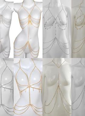 流苏身体链日韩风格女性情趣饰品 水钻锁骨链全身装饰