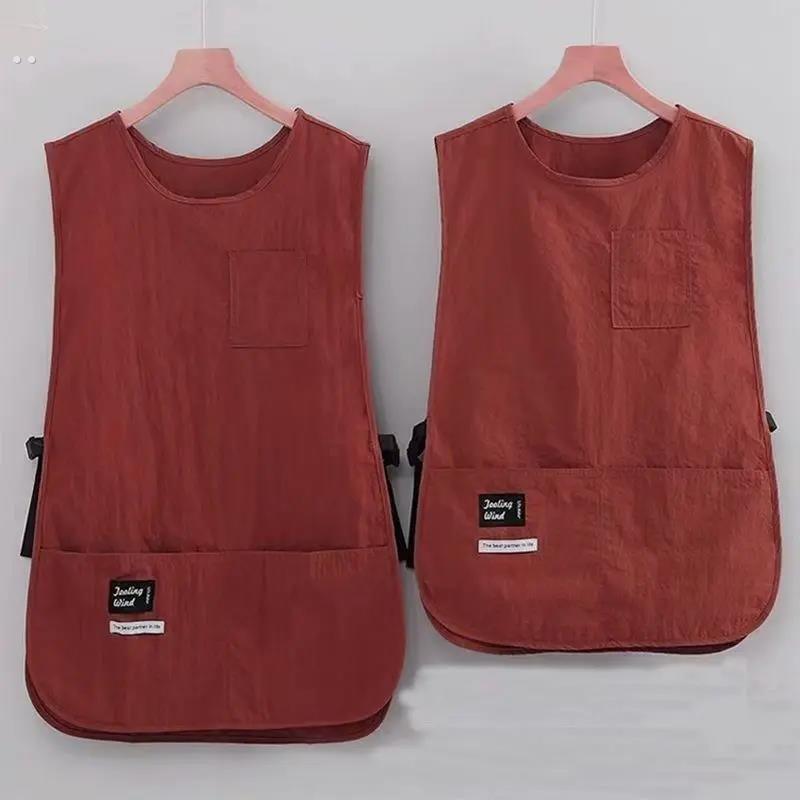 家用时尚工装马甲式围裙耐脏耐磨防污防水围腰男女可定制印字logo