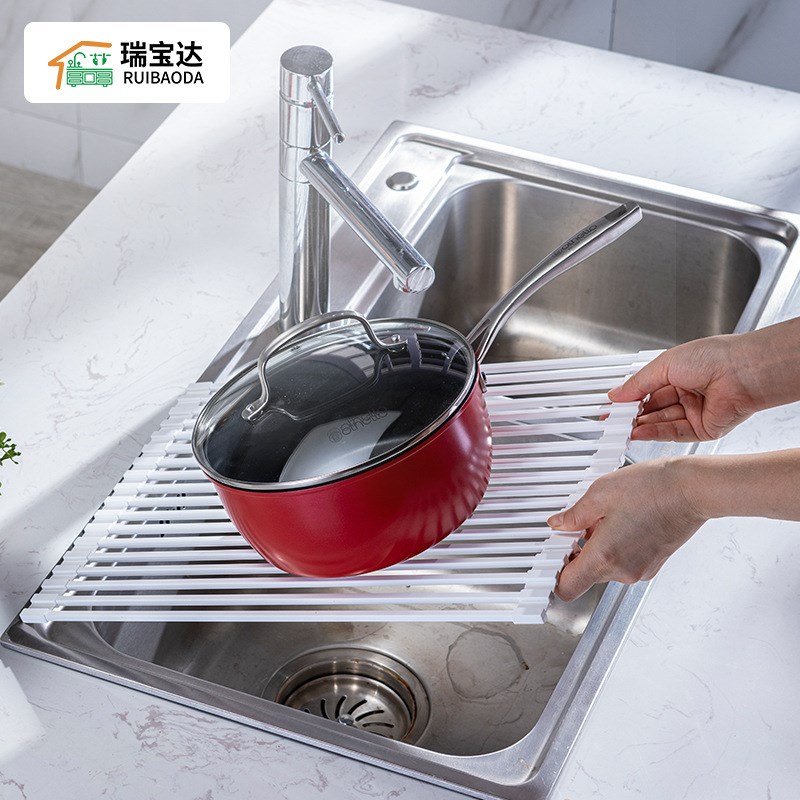 厨房水槽沥水架可折叠碗碟收纳汲水架沥水篮洗碗水池置物架子