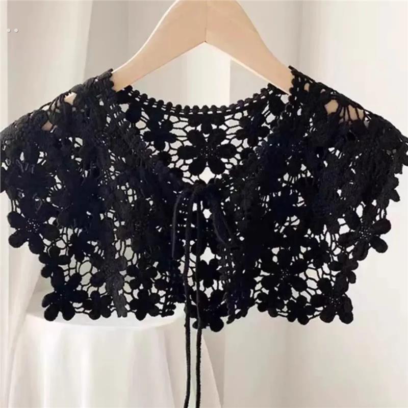 日系蕾丝小披肩女配裙子镂空小坎肩外搭薄围巾网红假领子春秋韩版
