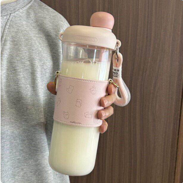 双吊带吸管玻璃杯孕产妇点心杯侧躺喝水糖耐女生高硼硅耐热喝水杯