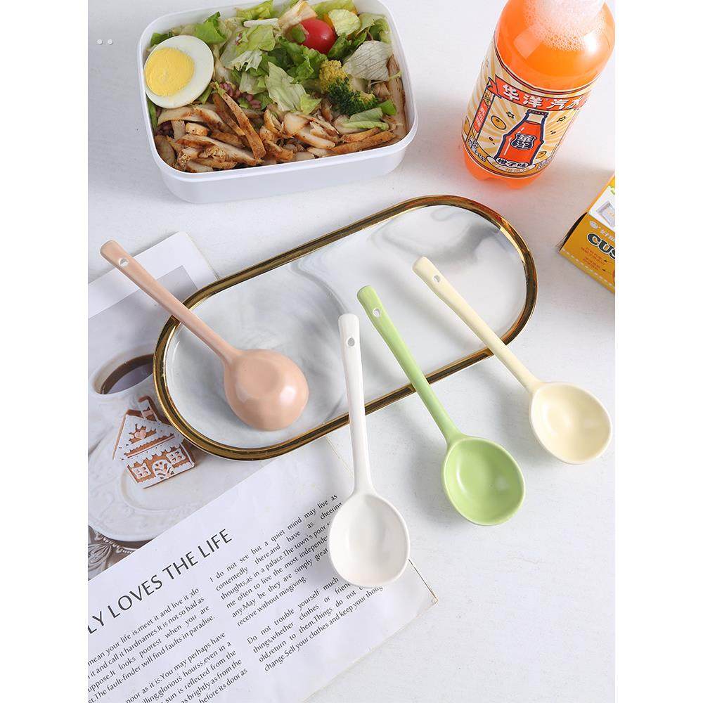 螺蛳粉汤勺ins风手捏不规则日式陶瓷勺子高颜值家用喝汤长柄饭勺,餐饮具,调羹/饭勺,淘宝优惠券,粉丝福利购,淘宝优惠卷