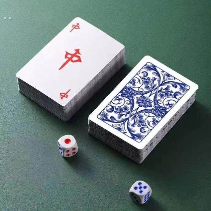 纸牌麻将108张加厚PVC防水牌塑料旅行便携手搓迷你纸家用静音
