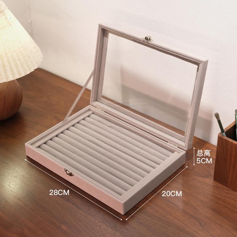 胡桃木色双层首饰盒项炼耳环收纳盒带盖扛氧化饰品精致实木珠宝箱