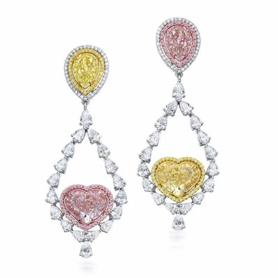 BELLEBIANCA新款彩宝耳环 爱心水滴形状轻奢耳环饰品