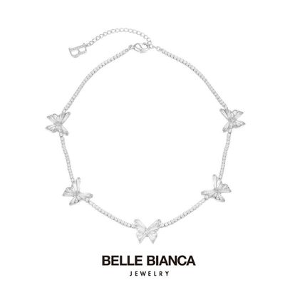 BELLEBIANCA18K白金仙女蝴蝶锆石项链 梦幻仙女系列小众锁骨链女