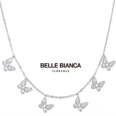 蝴蝶白金BELLEBIANCA锁骨链锆石