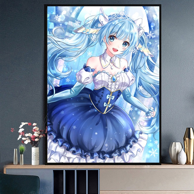 卡通钻石画2021新款可爱女孩贴钻十字绣初音未来小幅