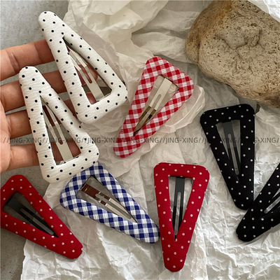 韩国新款波点格子三角发夹女2025高级感侧边刘海夹子头饰发卡发饰