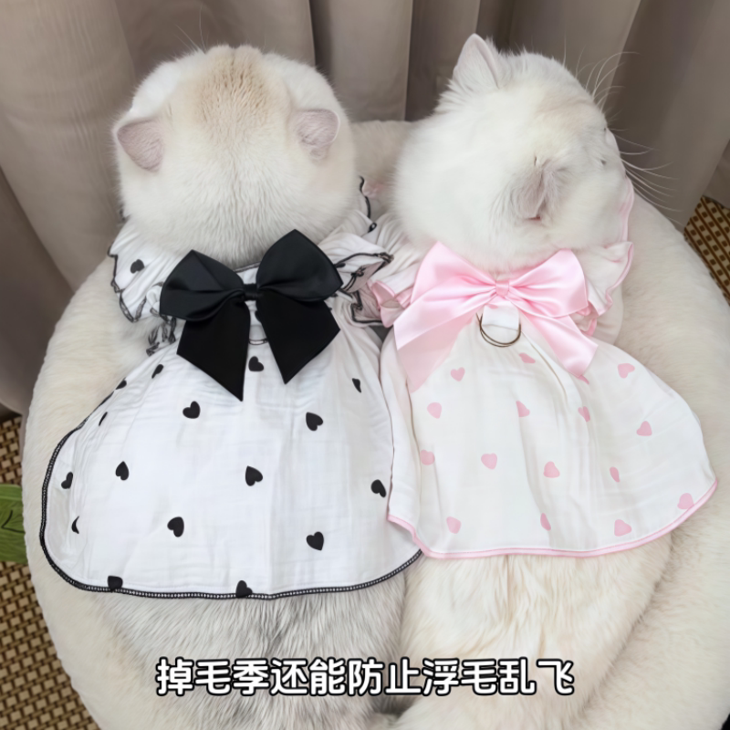 猫咪衣服防掉毛薄款宠物小猫夏天衣连衣裙可牵引布偶猫小型犬裙子