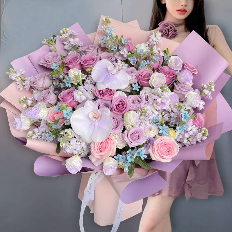 巨型超大绣球玫瑰混搭花束生日鲜花速递北京广州全国同城配送女友