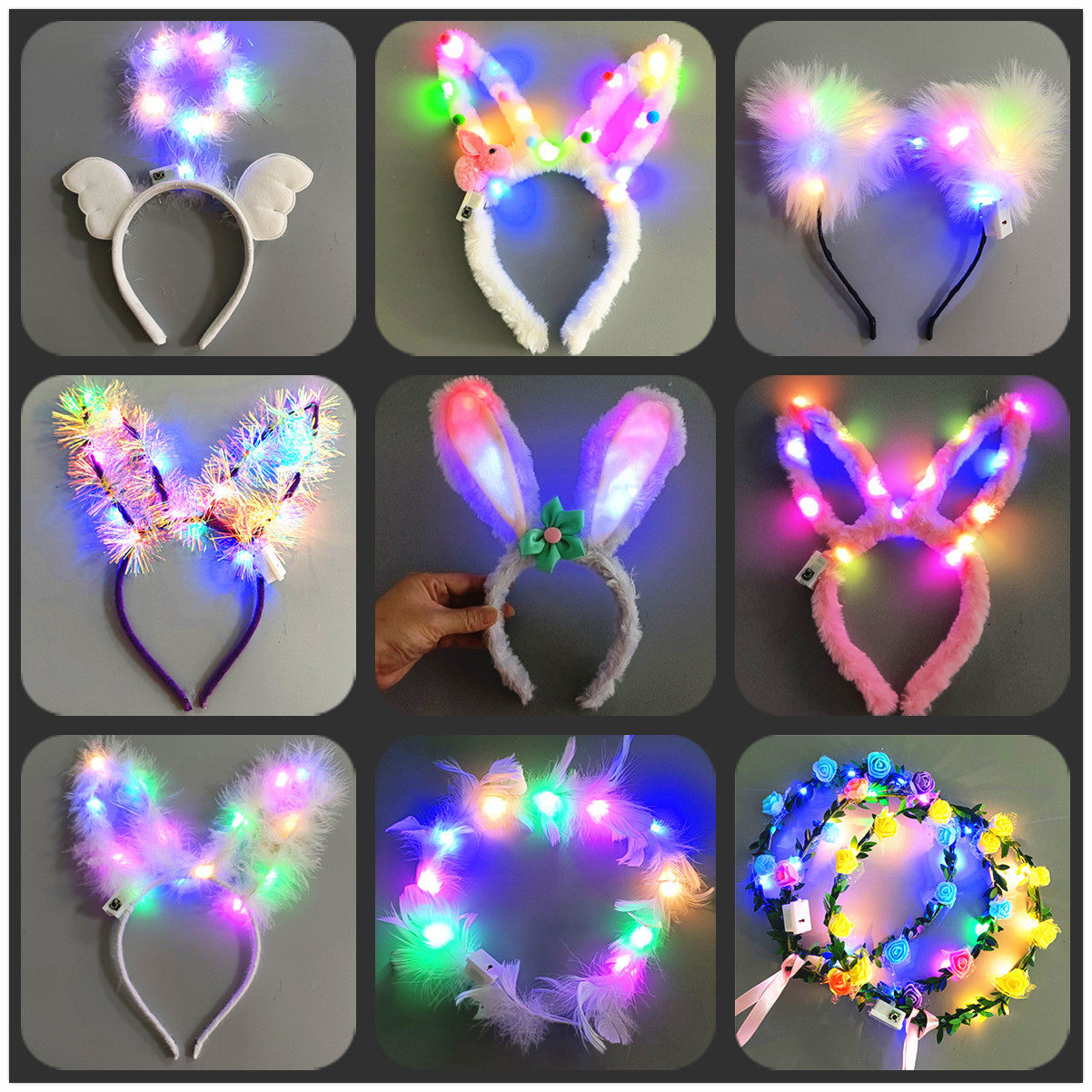 LED 빛나는 머리띠 머리띠 플래시 헤어 액세서리 빛나는 머리 장식 경치 좋은 야시장 거리 노점 빛나는 장난감