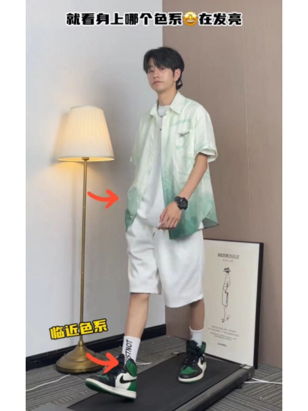 渐变短袖短袖衬衫冰丝宽松衬衫领
