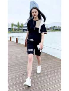 2024男士韩派夏季短袖短裤组合运动套装华夫格T恤休闲干净穿搭