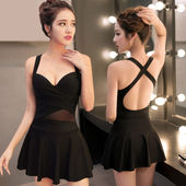 泳衣女保守小胸聚拢遮肚显瘦钢托分体裙式 韩国大码 性感温泉游泳衣