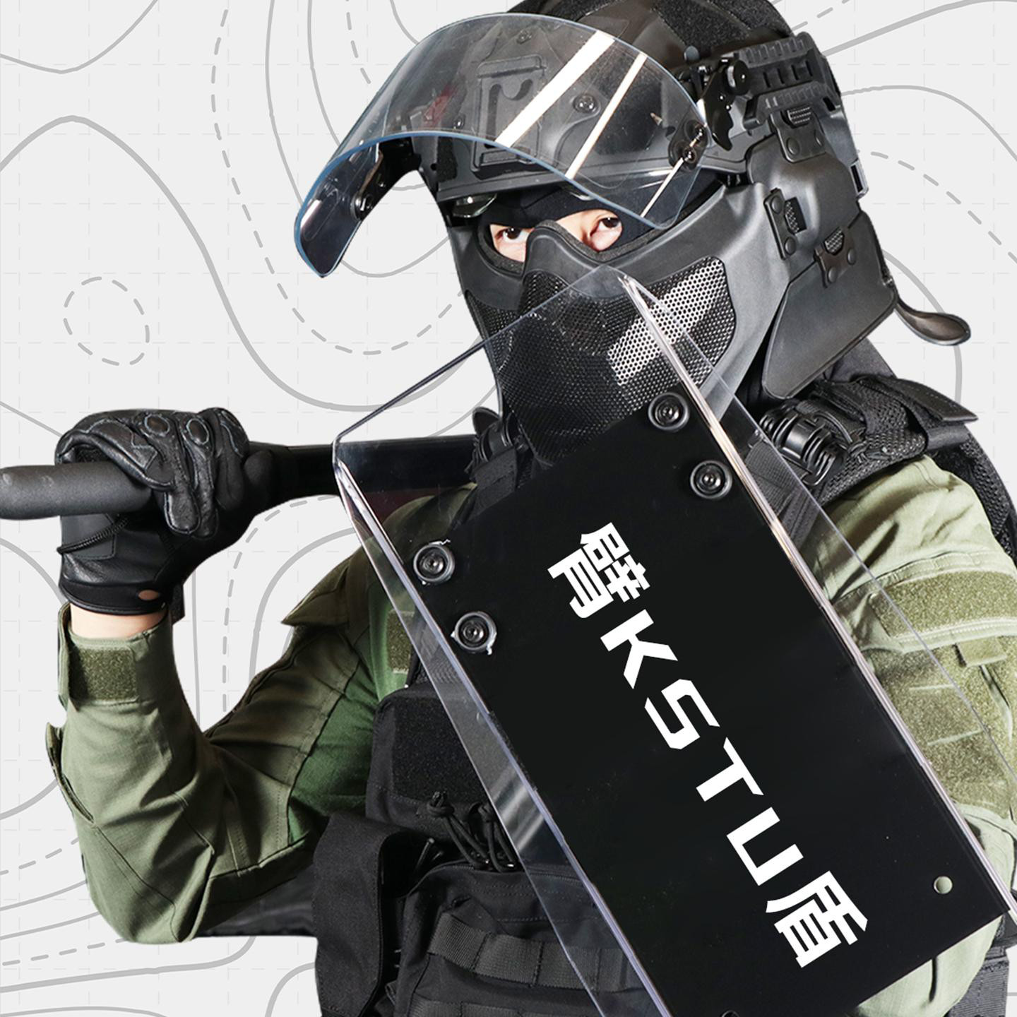 KSTU战术抗冲击臂盾战术臂盾防暴PC透明防割防刺阻燃抗击防击盾