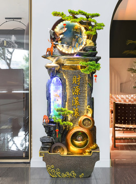 中式客厅假山流水喷泉鱼缸循环水摆件办公室造景落地招财开业礼品