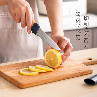 新款榉木学生宿舍水果刀安全家用厨房不锈钢便捷削皮刀瓜刨切水果
