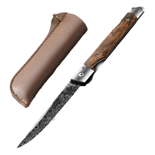 大马士革钢水果刀正品锋利小刀子家用削皮瓜果刀商用高硬度切菜刀