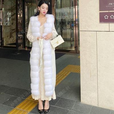 孙智惠狐狸毛外套长款V领针织